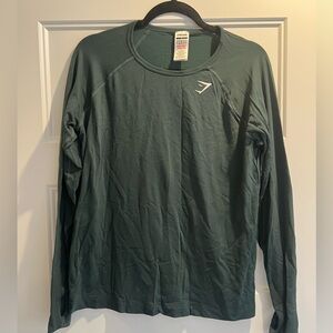 Gymshark Womens Long Sleeve Performance Top Size Large Green Active Workout